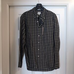 J. Crew Men's Black and Tan Checkered Shirt